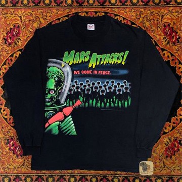 火星人玩轉地球印花T恤潮牌個性休閑長袖ins超火圓領街頭寬松tee