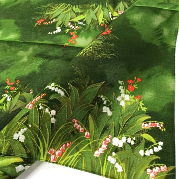 復古日本手帕 – 鈴蘭與櫻草花 21 x 21 英吋