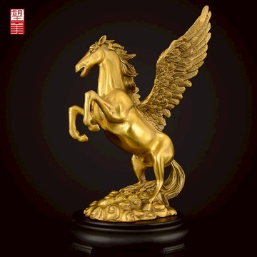 望美銅馬擺件純銅飛馬十二生肖帶翅膀馬工藝品風水裝飾擺設大號