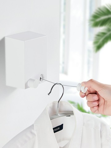 免打孔涼衣神器陽臺隱形收縮晾衣繩衣服室內伸縮鋼絲繩浴室晾衣架