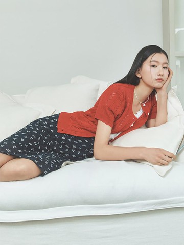 B. my Ribbon Pattern Medium Skirt [Navy] (BF5427N01R)