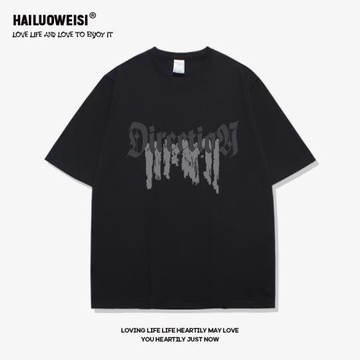 美式潮牌無性別短袖t恤高街夏季新款黑色純棉男士體恤