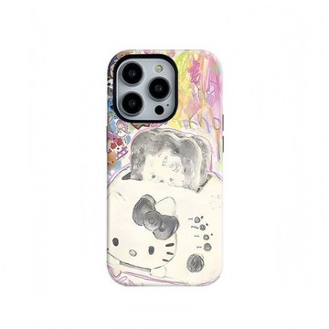 凱蒂貓塗鴉適用蘋果16pro手機殼iPhone17promax菲林二合一15/14plus雙層13硬