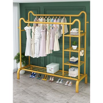 輕奢衣帽架落地臥室雙桿網紅晾衣架室內收納置物架家用簡易掛包架