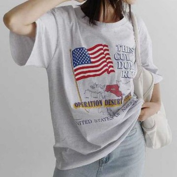 正韓女上衣 中大尺碼美國五分袖T恤SOE1031-創翊韓都