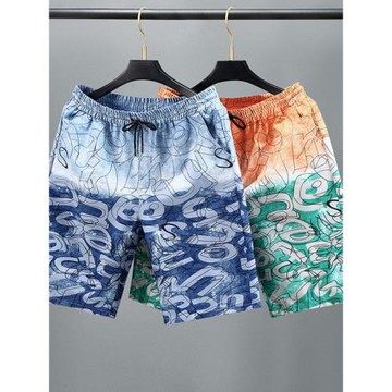 沙灘褲男速干可下水五分寬松夏季特大碼休閑短褲300斤胖子直筒褲