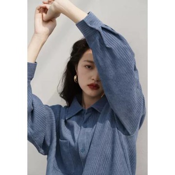 慵懶風復古燈芯絨襯衫女春秋設計感小眾氣質寬松襯衣內搭疊穿上衣