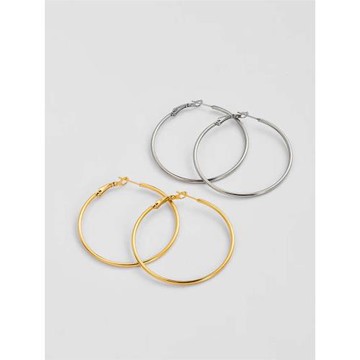 LARAINE YIN歐美小眾設計基礎細金色水原希子夸張大圓耳環圈鈦鋼