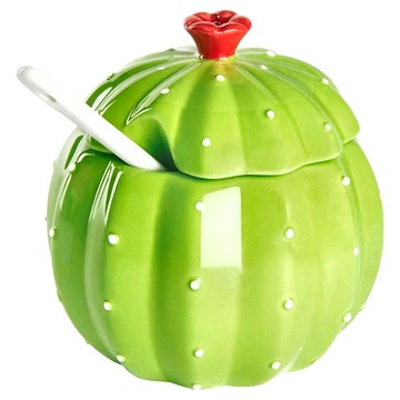 EXCELSA 仙人掌糖罐 附匙 陶瓷手繪  200ml  1個