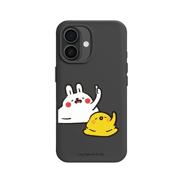 iPhone 16 SolidX 黑 - 懶散兔與啾先生 Lazy Rabbit and Mr.Chu - 一起爛
