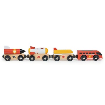 【美國 Mentari】太空火箭小火車(木製玩具/磁吸式/串聯小火車)