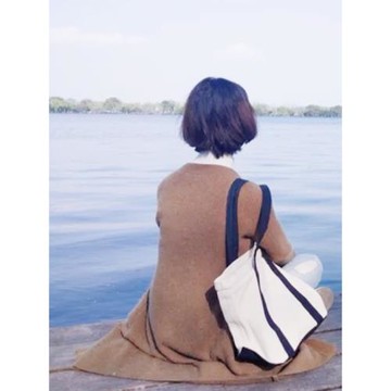 加厚帆布日本無印不易沾水棉帆布托特包女單肩包手提包大容量拎包