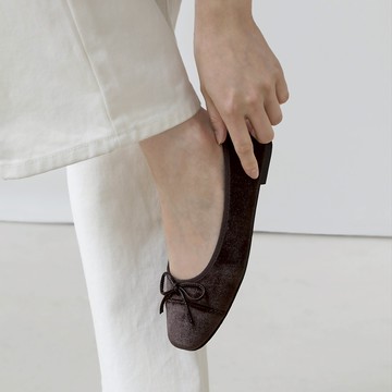 [SAPPUN] Aubrey 天鵝絨蝴蝶結平底鞋 (1cm)