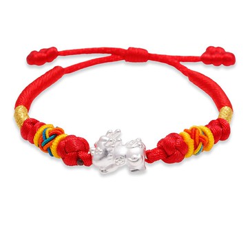 【童樂繪金飾】兒童純銀紅繩手鍊 寶貝貔貅 (彌月銀飾 滿月禮)
