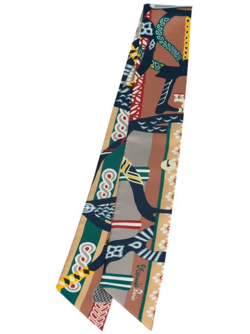 Hermès Pre-Owned - Fantaisies Indiennes silk twilly scarf - women - Silk - One Size - Brown