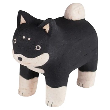 T-Lab. 手工木偶 PolePole Child 天然木  親子柴犬 黑色  親 : 6.5 x 2.7 x 6、子 : 4x 2 x 3.5