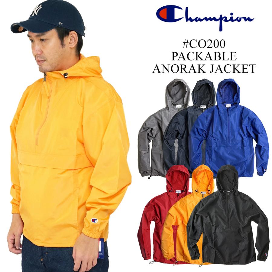 チャンピオン Champion #CO200 パッカブル アノラック ジャケット ｜ PACKABLE ANORAK JACKET ナイロンパーカー  メンズ ウインドブレーカー プルオーバー フー LINEショッピング