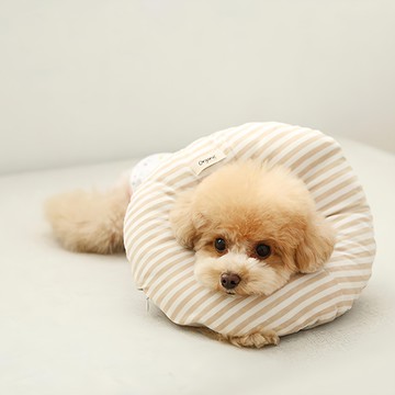 It's Dog 有機居家護理寵物頭套 條紋 1組 L  條紋 米色 + 白色