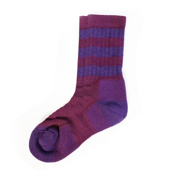 Xavagear 登山運動美麗諾羊毛襪 36-40碼 3條紋深紫色
