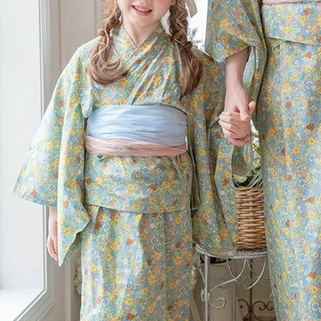 日本 Catherine Cottage - 夢幻2way純棉兵兒帶浴衣(可當洋裝)-復古小花-春意綠