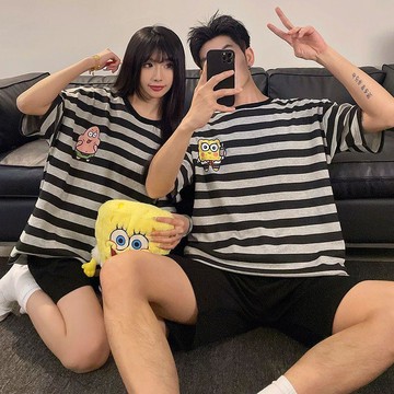 超狂折扣優惠😲情侶款睡衣夏天女2026新款套頭短袖短褲套裝卡通高顏值ins家居服J3WY
