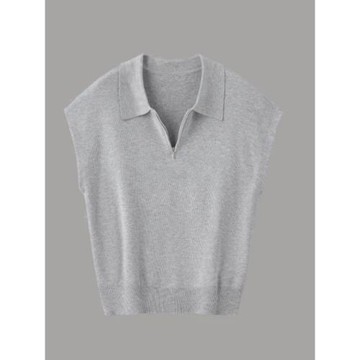 【冷靜】大洪25夏新款休閑時尚百搭半開拉鏈小飛袖套頭針織衫