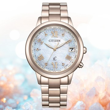 CITIZEN 星辰xC 花嫁 廣告款 光動能 電波 鈦金屬 女錶 CB1135-52D