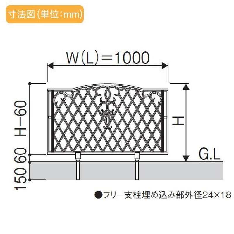 完成品 鋳物フェンス <br>三協アルミ 三協立山 <br>ジョイラルA型 <br>フリー支柱 <br>ガーデン DIY 塀 壁 囲い 境界 屋外 