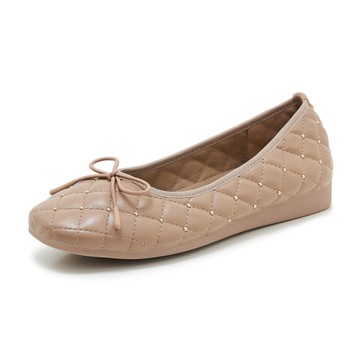 休閒鞋 小鉚釘菱格蝴蝶結坡跟包鞋(奶茶色)＊ an.an【18-E717-3ca】【現貨+預購】