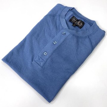 酷寶外貿 美式硬漢亨利領長袖T恤男重磅華夫格阿美咔嘰寬松打底衫