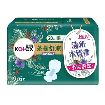 靠得住茶樹舒涼棉木質香28cm(9+6)片
