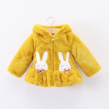 加厚加絨耳朵兔子皮貼繡花毛毛衣