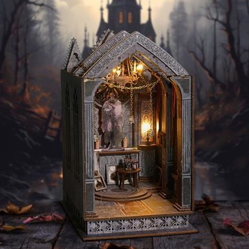 手工diy小屋沉靜夜祈 3D立體拼裝書立模型擺件創意新奇萬圣節禮物