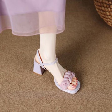 絕美氣質涼鞋女款夏季2025新款夏天仙女風配裙子法式高跟紫色女鞋