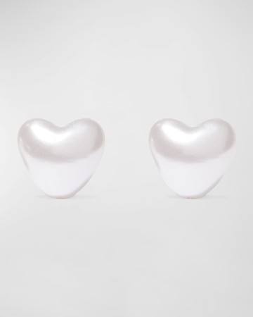 Pearly Heart Stud Earrings