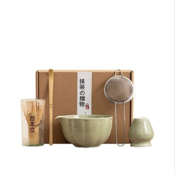 茶具組 抹茶碗套裝 帶嘴窯變粗陶點茶碗 茶盞百本立抹茶茶筅立套裝抹茶工具 抹茶茶組 送禮佳品 傳統文化