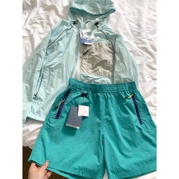 夏日多巴胺色系戶外沙灘五分褲男女休閑寬松運動透氣不過膝短褲