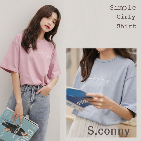 Tシャツ レディース 半袖 夏 トップス カットソー 無地 シャツ シンプル ティーンズファッション 10代 代 中学生 高校生 ファッション 女子 韓国 通販 Lineポイント最大get Lineショッピング