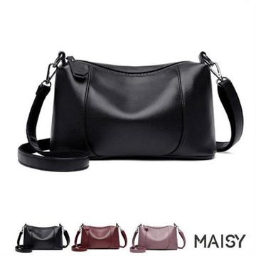 【MAISY】潮流時尚大容量肩帶可調節軟皮單肩斜背包(現+預  黑色 / 紫色 / 酒紅色)
