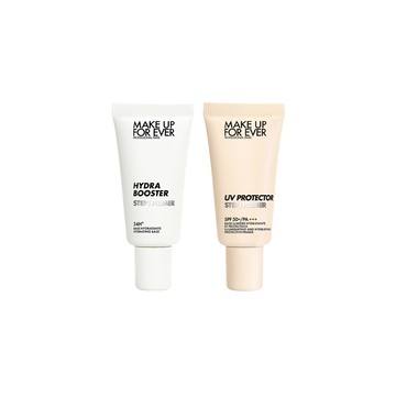 【澎彈校色防曬組】STEP1第一步澎彈潤妝前乳15ml+第一步玫瑰水感防曬乳15ml - MAKE UP FOR EVER