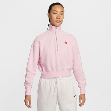 NIKE 長袖上衣 女 磨毛 AS W NSW PHNX FLC QZ CROP GCEL 粉 HV8731-663