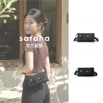 【satana】Re:Play 長夾斜背包 防盜小包 護照包 手機包 側背包 6.7吋手機 台灣製 - 渲染黑