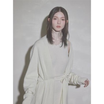 MUR BLANC 多色羊毛羊絨混紡裹身系帶開衫背心套裝