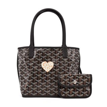 GOYARD GOYARD 心形印記LOGO雙面購物包-迷你/黑棕