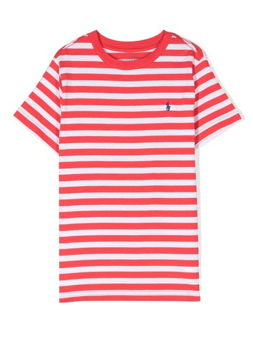 Ralph Lauren Kids - striped Polo-Pony T-shirt - kids - Cotton - 2T - Red