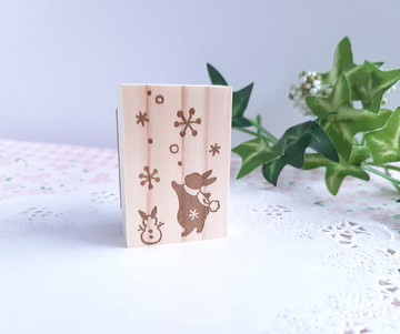 冬日兔子的橡皮擦印章