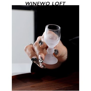 {流觴小樽杯 月下杯酒似當時} 中古vintage磨砂白酒杯清酒小杯子