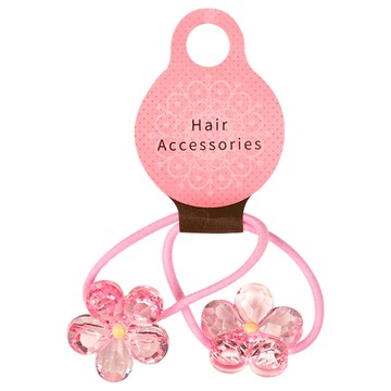 akachan honpo - 小髮圈-透明小花-粉紅色-日本製