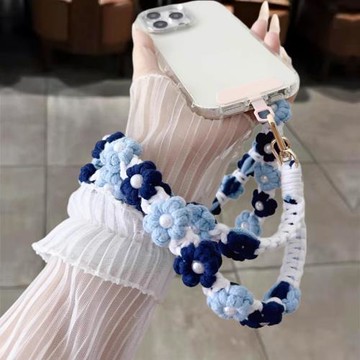 雙掛鉤編織雛菊花朵手機防丟繩斜挎掛繩歐美新款可背吊繩掛脖背帶斜背包包掛鏈超好看精致肩帶長款繩子時尚女