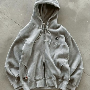 PERUSHU × MLB 華夫格 雙拉鍊 連帽外套 口袋 美國職棒大聯盟